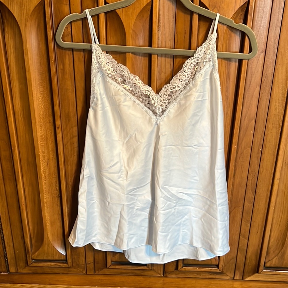 Linea Donatella Satin Polyester Tank & Shorts set lace details light blue XL NWT